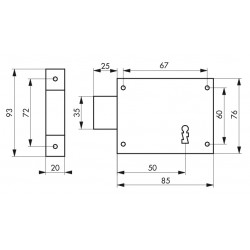 Κλειδαριά κουτιαστή 85 x 76 αριστερή 1 κλειδι THIRARD THIRARD - 1 2