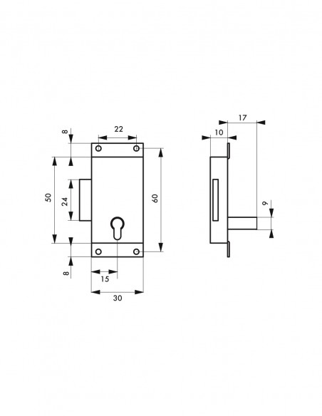 Κλειδαριά επίπλου 30 χιλ. ορειχάλκινη 1 κλειδί THIRARD THIRARD - 2