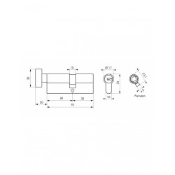 Κύλινδρος TIGER 6 DYNAMIC με πόμολο 40 x 30 νίκελ - 5 κλειδιά SP SP - 1 2
