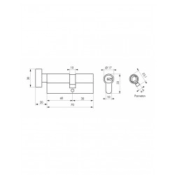 Κύλινδρος TIGER 6 DYNAMIC με πόμολο 40 x 30 νίκελ - 5 κλειδιά SP SP - 1 2