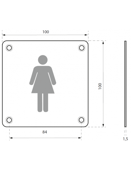 Ταμπελάκι 100 x 100 χιλ. inox βιδωτό - WC γυναικών THIRARD THIRARD - 2