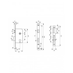Κλειδαριά χωνευτή κυλίνδρου δεξιά inox 50 x 70 THIRARD THIRARD - 1 2