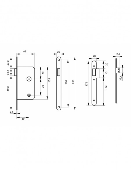 Κλειδαριά μεσόπορτας WC μαγνητική 40 x 70 THIRARD THIRARD - 4