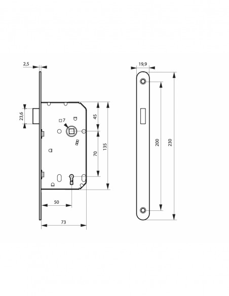 Κλειδαριά μεσόπορτας WC μαγνητική 50 x 70 THIRARD THIRARD - 4