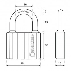 Λουκέτο BLACK-LOCK 32 χιλ. μαύρο με 5 κλειδιά THIRARD THIRARD - 1 2