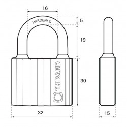 Λουκέτο BLACK-LOCK 32 χιλ. μαύρο με 5 κλειδιά THIRARD THIRARD - 1 2