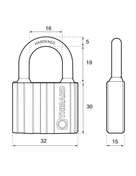 Λουκέτο BLACK-LOCK 32 χιλ. μαύρο με 5 κλειδιά THIRARD THIRARD - 2