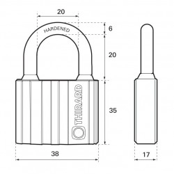 Λουκέτο BLACK-LOCK 38 χιλ. μαύρο με 5 κλειδιά THIRARD THIRARD - 1 2