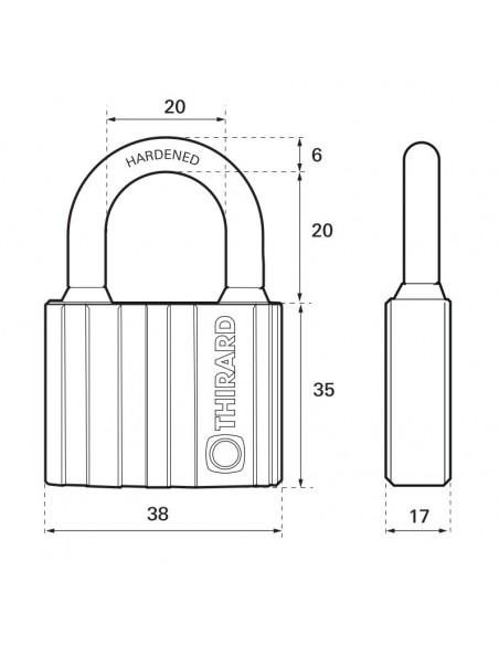 Λουκέτο BLACK-LOCK 38 χιλ. μαύρο με 5 κλειδιά THIRARD THIRARD - 2
