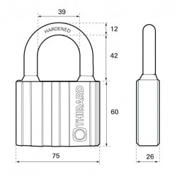 Λουκέτο BLACK-LOCK 75 χιλ. μαύρο με 5 κλειδιά THIRARD THIRARD - 1 2
