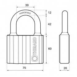 Λουκέτο BLACK-LOCK 75 χιλ. μαύρο με 5 κλειδιά THIRARD THIRARD - 1 2