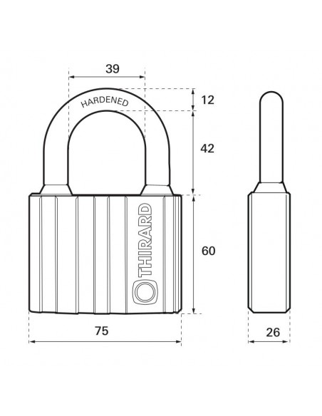 Λουκέτο BLACK-LOCK 75 χιλ. μαύρο με 5 κλειδιά THIRARD THIRARD - 2