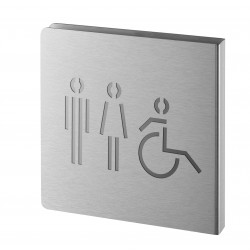 Πινακίδα σήμανσης WC ανδρών γυναικών ΑμεΑ 120x120 mm ανοξείδωτη με αυτοκόλλητο THIRARD THIRARD - 1
