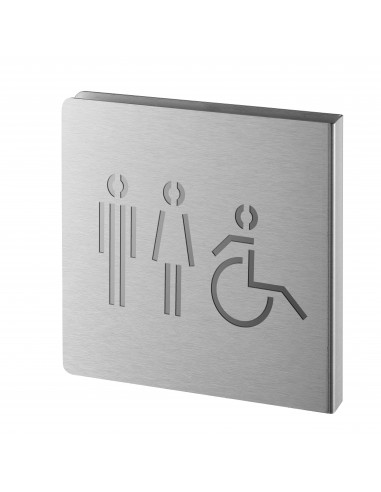 Πινακίδα σήμανσης WC ανδρών γυναικών ΑμεΑ 120x120 mm ανοξείδωτη με αυτοκόλλητο THIRARD THIRARD - 1