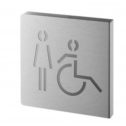 Πινακίδα σήμανσης WC γυναικών & ΑμεΑ 120x120 mm ανοξείδωτη με αυτοκόλλητο THIRARD THIRARD - 1