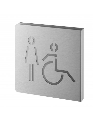 Πινακίδα σήμανσης WC γυναικών & ΑμεΑ 120x120 mm ανοξείδωτη με αυτοκόλλητο THIRARD THIRARD - 1
