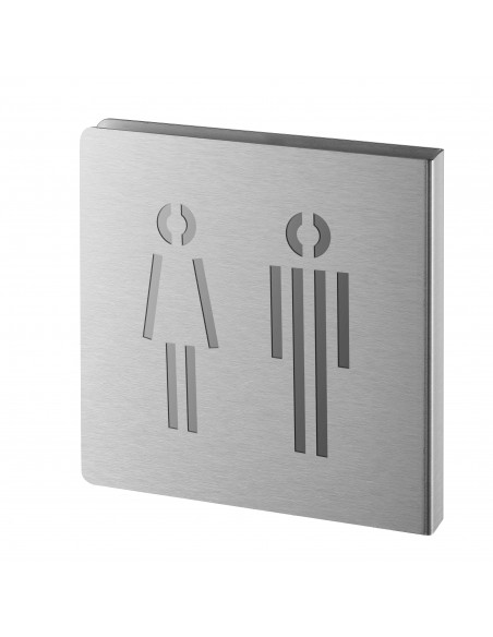 Πινακίδα σήμανσης WC ανδρών & γυναικών 120x120 mm ανοξείδωτη με αυτοκόλλητο THIRARD THIRARD - 1