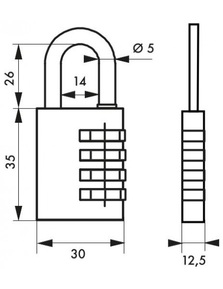 Λουκέτο συνδυασμού TYPE1 ALU CODE 30 χιλ. μωβ THIRARD THIRARD - 2