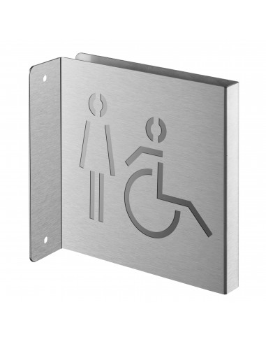 Πινακίδα σήμανσης WC γυναικών ΑμεΑ 120x120 mm ανοξείδωτη βιδωτή κάθετη THIRARD THIRARD - 1