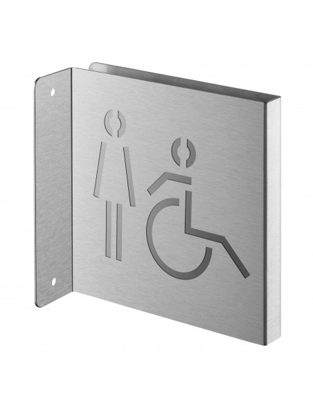 Πινακίδα σήμανσης WC γυναικών ΑμεΑ 120x120 mm ανοξείδωτη βιδωτή κάθετη THIRARD THIRARD - 1