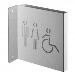 Πινακίδα σήμανσης WC ανδρών γυναικών ΑμεΑ 120x120 mm ανοξείδωτη βιδωτή κάθετη THIRARD THIRARD - 1