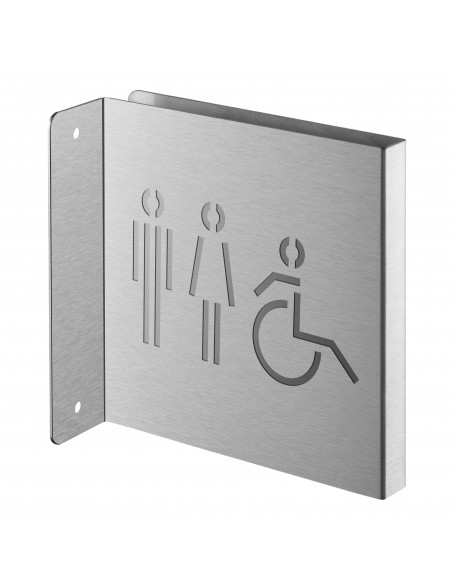 Πινακίδα σήμανσης WC ανδρών γυναικών ΑμεΑ 120x120 mm ανοξείδωτη βιδωτή κάθετη THIRARD THIRARD - 1