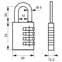 Λουκέτο συνδυασμού MAXIUM CODE 30 χιλ. κόκκινο THIRARD THIRARD - 1 2