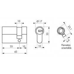 Κύλινδρος υπερασφαλείας μισός COBRA2+ - 33 x 10 - 4 κλειδιά THIRARD THIRARD - 1 2