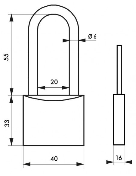 Λουκέτο TYPE1 40 χιλ. ημιμακρύλαιμο - 2 κλειδιά THIRARD THIRARD - 3