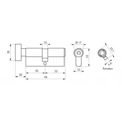 Κύλινδρος υπερασφαλείας COBRA2+ με πομολάκι - 33 x 33 - 4 κλειδιά THIRARD THIRARD - 1 2