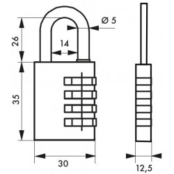 Λουκέτο συνδυασμού TYPE1 ALU CODE 30 χιλ. γκρι THIRARD THIRARD - 1 2