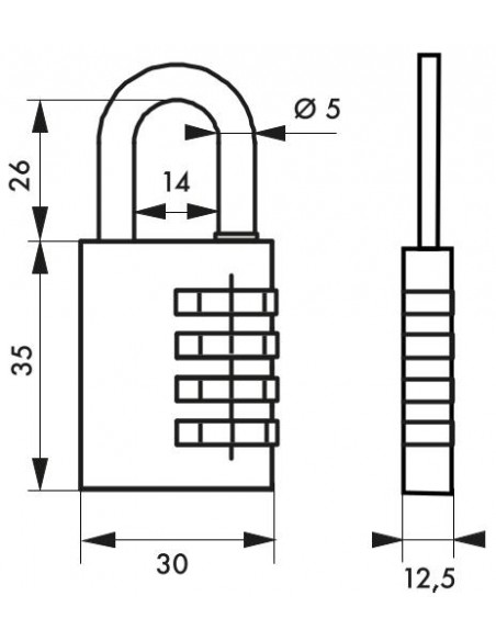 Λουκέτο συνδυασμού TYPE1 ALU CODE 30 χιλ. γκρι THIRARD THIRARD - 2