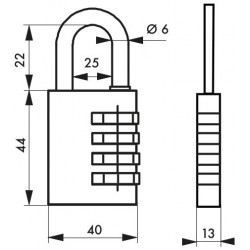 Λουκέτο συνδυασμού MAXIUM CODE 40 χιλ. μωβ THIRARD THIRARD - 1 2