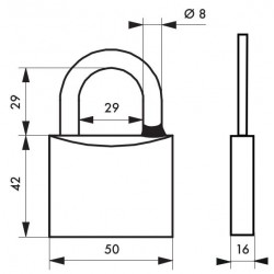 Λουκέτο MACH3 χρωμέ 50 χιλ. λαιμός inox - 3 κλειδιά THIRARD THIRARD - 1 2