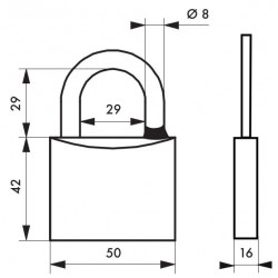 Λουκέτο MACH3 χρωμέ 50 χιλ. λαιμός inox - 3 κλειδιά THIRARD THIRARD - 1 2