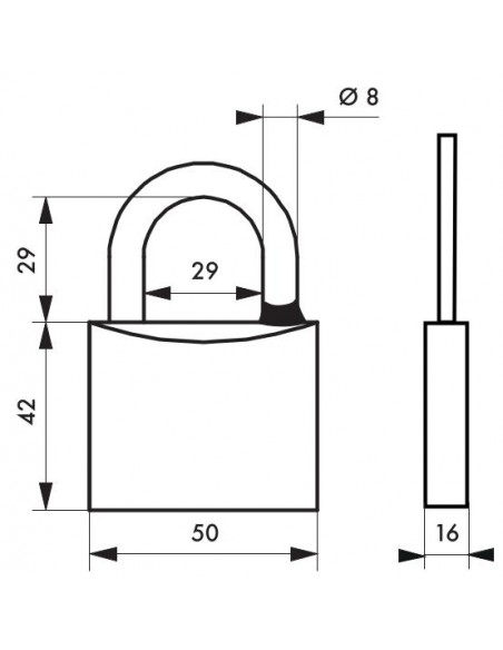 Λουκέτο MACH3 χρωμέ 50 χιλ. λαιμός inox - 3 κλειδιά THIRARD THIRARD - 2