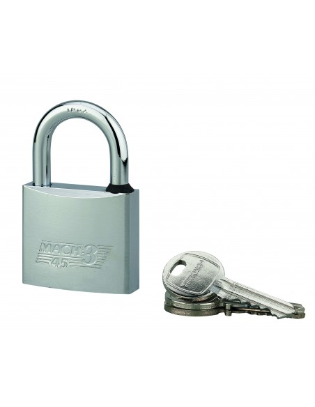Λουκέτο MACH3 χρωμέ 45 χιλ. λαιμός inox - 3 κλειδιά THIRARD THIRARD - 1