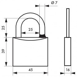 Λουκέτο MACH3 χρωμέ 45 χιλ. λαιμός inox - 3 κλειδιά THIRARD THIRARD - 1 2