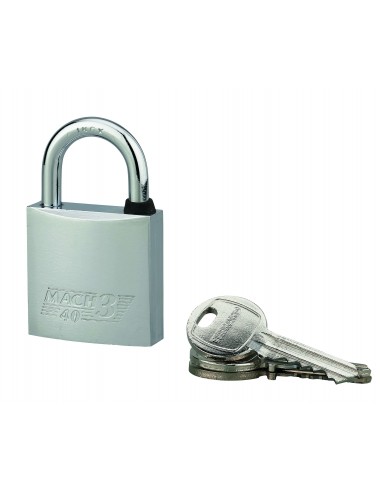 Λουκέτο MACH3 χρωμέ 40 χιλ. λαιμός inox - 3 κλειδιά THIRARD THIRARD - 1