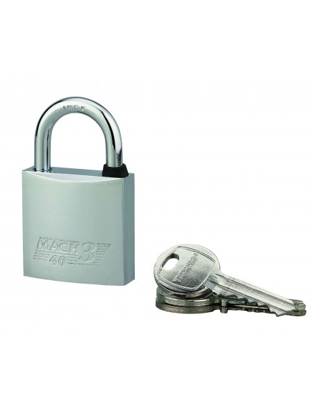 Λουκέτο MACH3 χρωμέ 40 χιλ. λαιμός inox - 3 κλειδιά THIRARD THIRARD - 1