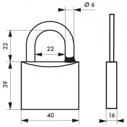 Λουκέτο MACH3 χρωμέ 40 χιλ. λαιμός inox - 3 κλειδιά THIRARD THIRARD - 1 2