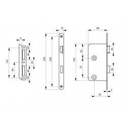 Κλειδαριά μεσόπορτας WC 55 x 72 δεξιά THIRARD THIRARD - 1 2