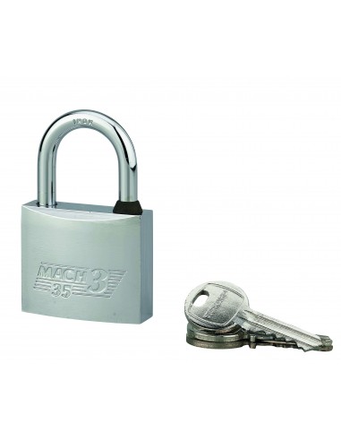 Λουκέτο MACH3 χρωμέ 35 χιλ. λαιμός inox - 3 κλειδιά THIRARD THIRARD - 1