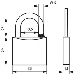 Λουκέτο MACH3 χρωμέ 35 χιλ. λαιμός inox - 3 κλειδιά THIRARD THIRARD - 1 2