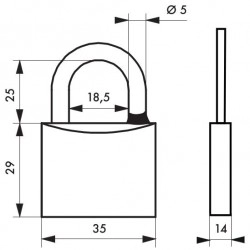 Λουκέτο MACH3 χρωμέ 35 χιλ. λαιμός inox - 3 κλειδιά THIRARD THIRARD - 1 2