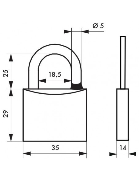 Λουκέτο MACH3 χρωμέ 35 χιλ. λαιμός inox - 3 κλειδιά THIRARD THIRARD - 2