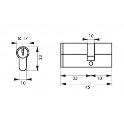 Κύλινδρος ασφαλείας HG5+ 45X10 νίκελ - 3 κλειδιά THIRARD THIRARD - 1 2