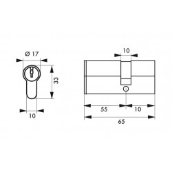 Κύλινδρος ασφαλείας HG5+ 55X10 νίκελ - 3 κλειδιά THIRARD THIRARD - 1 2