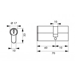 Κύλινδρος ασφαλείας HG5+ 60X10 νίκελ - 3 κλειδιά THIRARD THIRARD - 1 2