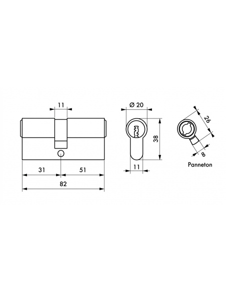 Κύλινδρος υπερασφαλείας VARIO DX - 31 x 51 - 5 κλειδιά THIRARD THIRARD - 2